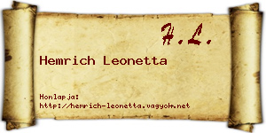 Hemrich Leonetta névjegykártya